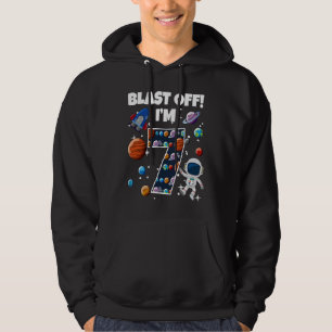 Blast Off I'm 7 Space Birthday Party Celebration 7 Hoodie