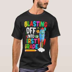 Blast Off Into 1st Grade Back To School Boys Kids T-Shirt
