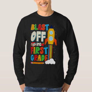 Blast Off Into 1st Grade First Day Of School Kids T-Shirt