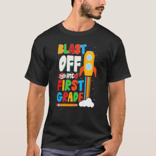 Blast Off Into 1st Grade First Day Of School Kids T-Shirt
