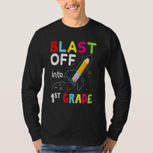 Blast Off Into 1st Grade First Day Of School Kids T-Shirt