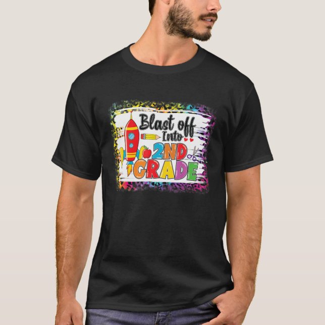 Blast Off Into 2Nd Grade Rocket Leopard Back To Sc T-Shirt (Front)
