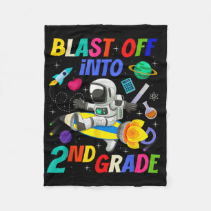 Blast Off Into 2nd Grade Space Back To School Seco Fleece Blanket