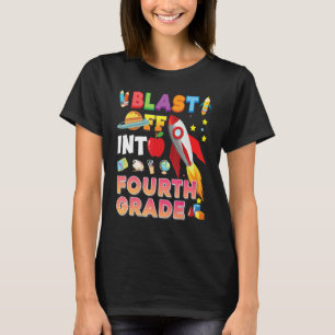 Blast Off Into 4th Grade Rocket Back To School Kid T-Shirt