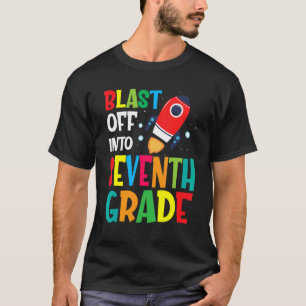 Blast Off Into 7th Grade First Day Of School Kids T-Shirt