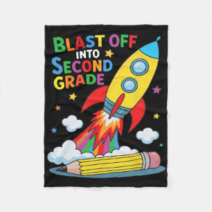 Blast Off Into Second Grade First Day Of School Fleece Blanket