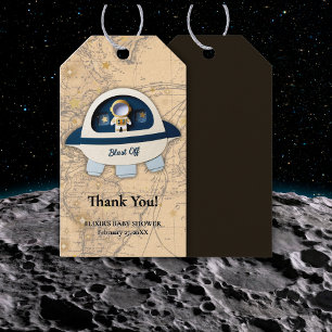 Blast Off! Modern Vintage Astronaut Baby Shower Gift Tags
