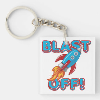 Blast Off Rocket Ship Key Ring