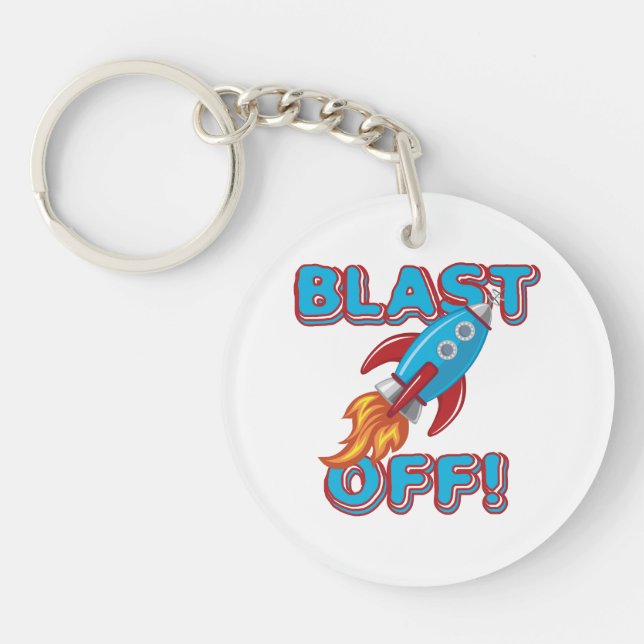Blast Off Rocket Ship Key Ring (Front)