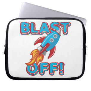 Blast Off Rocket Ship Laptop Sleeve
