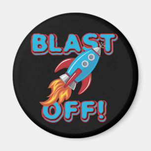 Blast Off Rocket Ship Magnet