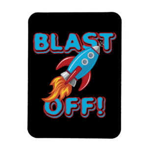 Blast Off Rocket Ship Magnet