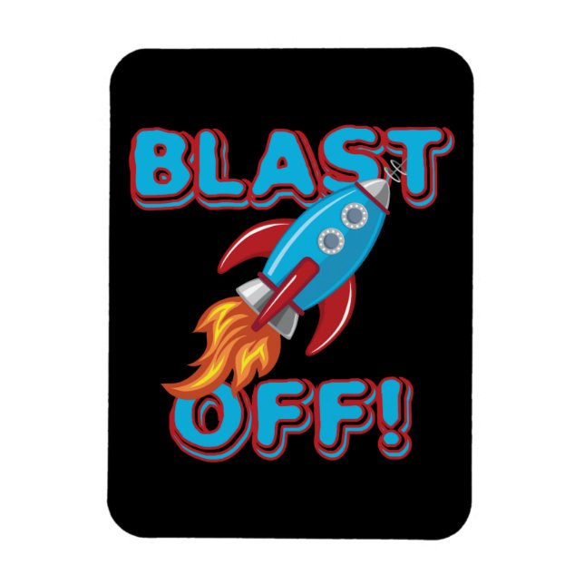 Blast Off Rocket Ship Magnet (Vertical)