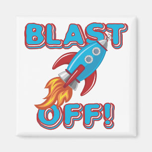 Blast Off Rocket Ship Magnet