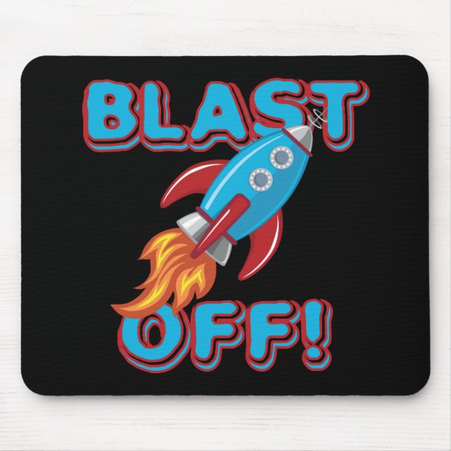 Blast Off Rocket Ship Mouse Mat (Front)