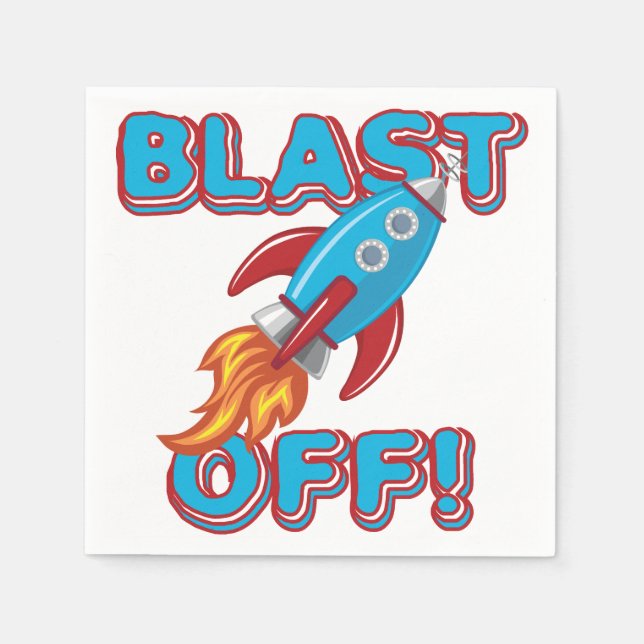 Blast Off Rocket Ship Napkin (Front)