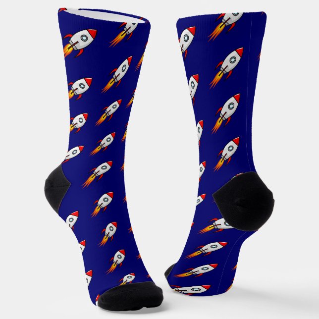 Blast Off! Rocket Ship   Socks (Angled)