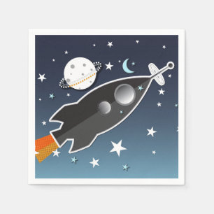 Blast Off Rocket Ship Space Birthday Party Napkin