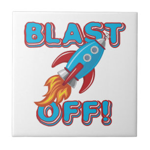 Blast Off Rocket Ship Tile