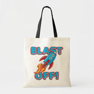 Blast Off Rocket Ship Tote Bag