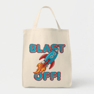 Blast Off Rocket Ship Tote Bag