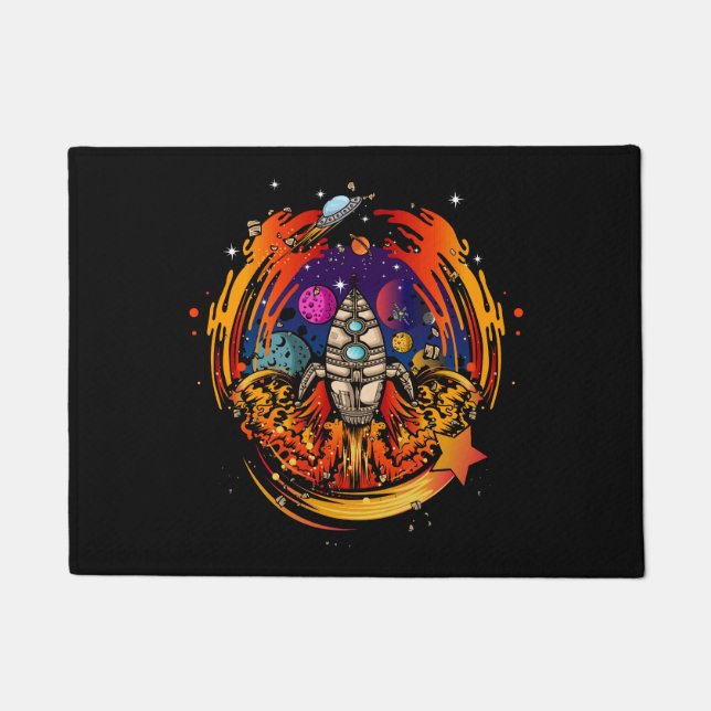 Blast Off Spaceship Doormat (Front)
