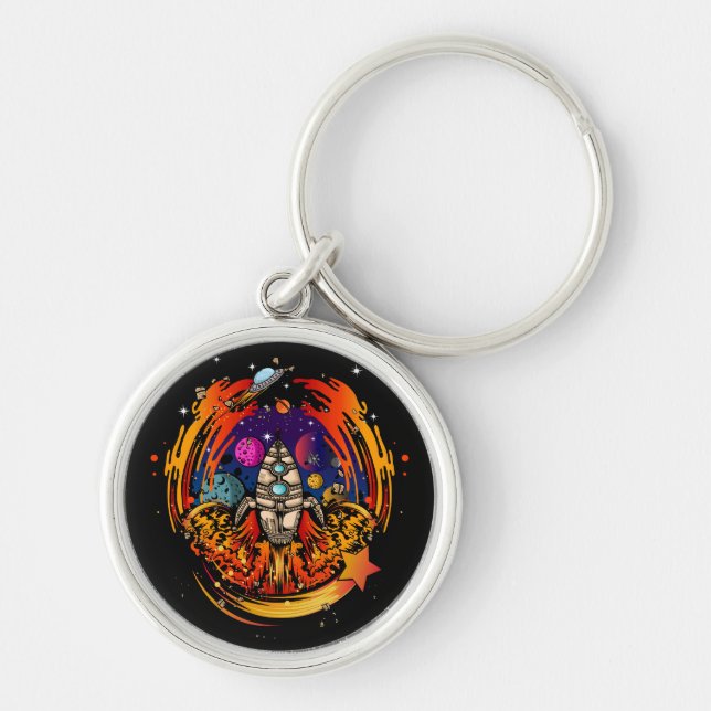 Blast Off Spaceship Key Ring (Front)