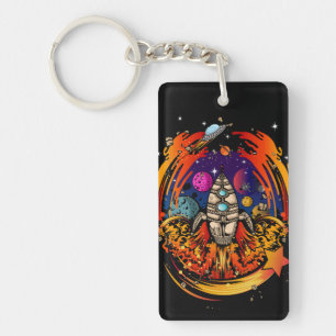 Blast Off Spaceship Key Ring