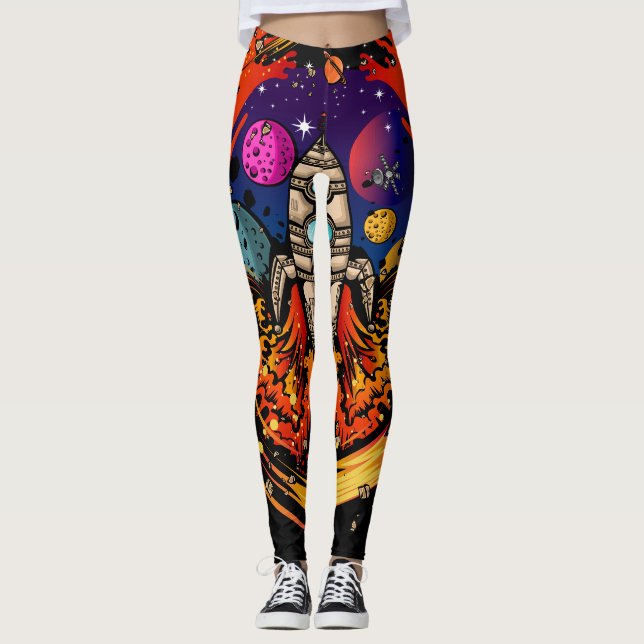 Blast Off Spaceship Leggings (Front)
