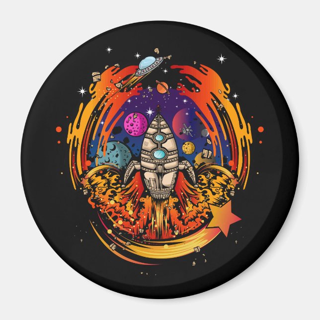 Blast Off Spaceship Magnet (Front)