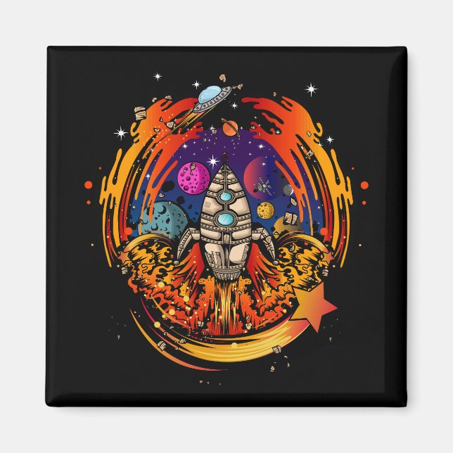Blast Off Spaceship Magnet (Front)