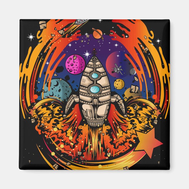 Blast Off Spaceship Magnet (Front)