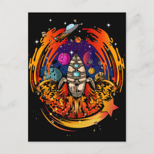 Blast Off Spaceship Postcard