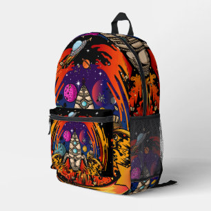 Blast Off Spaceship Printed Backpack