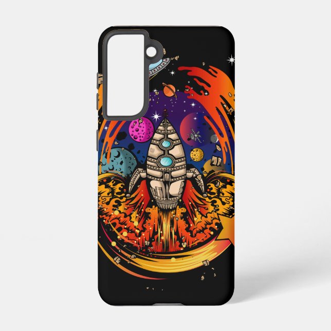 Blast Off Spaceship Samsung Galaxy S21 Case (Back)