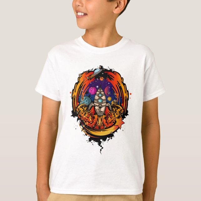 Blast Off Spaceship T-Shirt (Front)