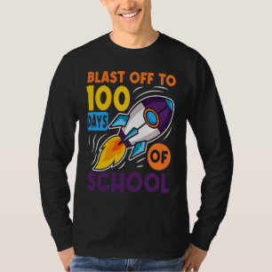 Blast Off To 100 Days of School Outer Space Travel T-Shirt
