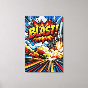 BLAST! Retro Pop Art Rocket Explosion Canvas Print