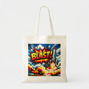 BLAST! Retro Pop Art Rocket Explosion Tote Bag