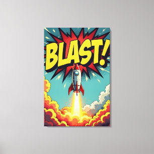BLAST! Vintage Comic Style Rocket Explosion Canvas Print