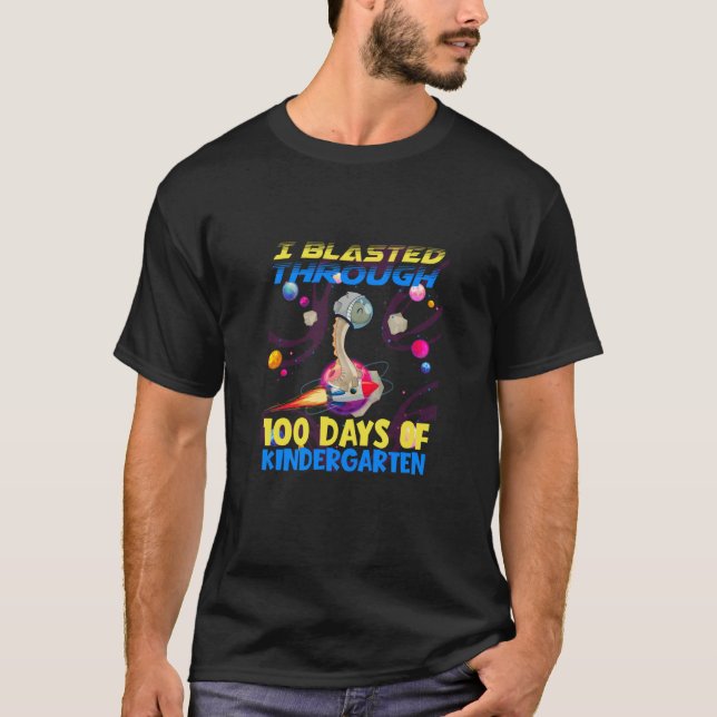 Blasted Through 100 Days Of Kindergarten Astronaut T-Shirt (Front)