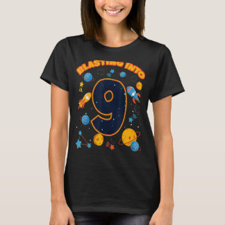 Blasting Into 9 Space Birthday Astronaut 9th Celeb T-Shirt