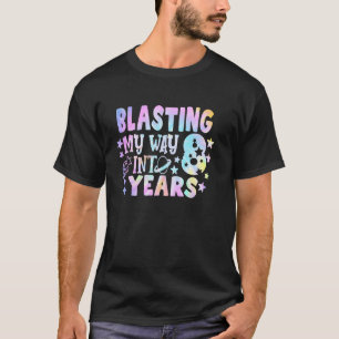 Blasting Into Outer Space 8 Year Old 8th Birthday T-Shirt