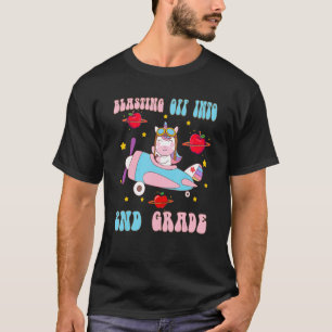 Blasting Off Into 2nd Grade Cute Unicorn Back To S T-Shirt