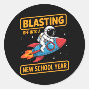 Blasting Off Into a New School Year Astronaut Classic Round Sticker