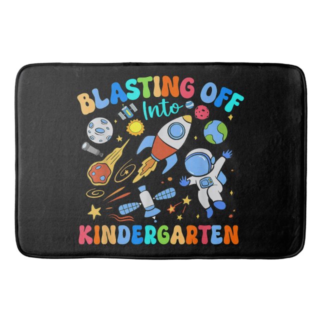 Blasting Off Into Kindergarten Back To School Bath Mat (Front)