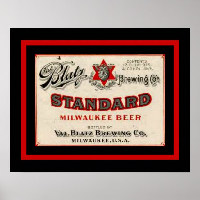 Blatz  Beer 16 x 20 Vintage Ad Poster (Front)