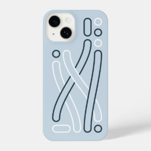 Blau monochrom Linienmuster iPhone Hülle iPhone 14 Case