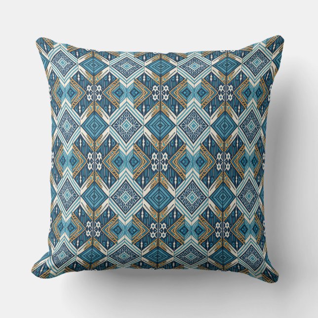 Blaue symetrisches Boho Muster 18583 b xl Cushion (Front)