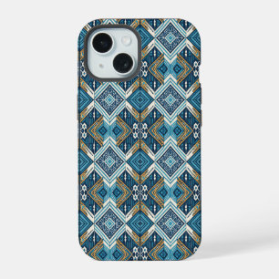 Blaue symetrisches Boho Muster 18583 b xl iPhone 15 Case